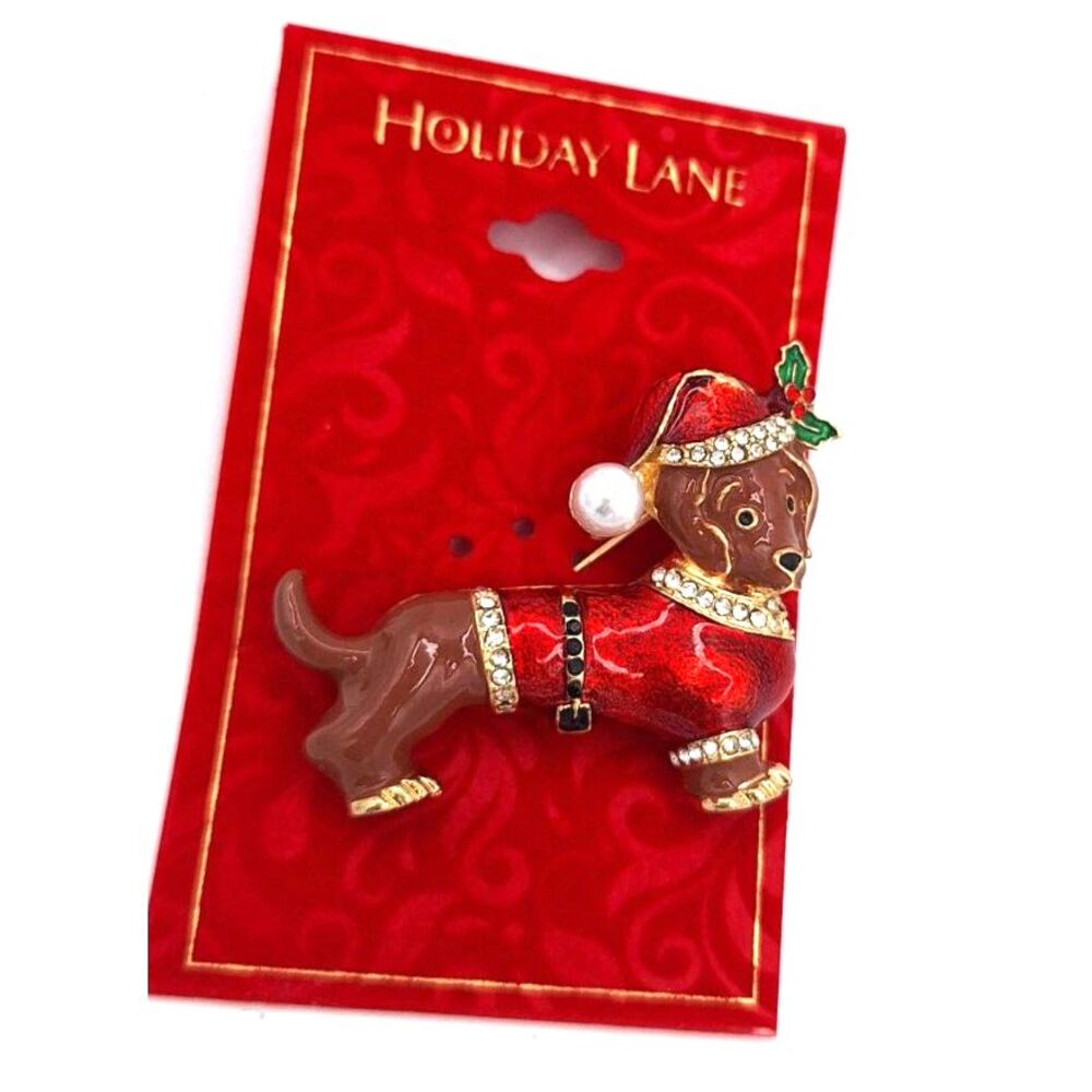 Dachshund Holiday Lane Macy's Exclusive Christmas Pin Brooch